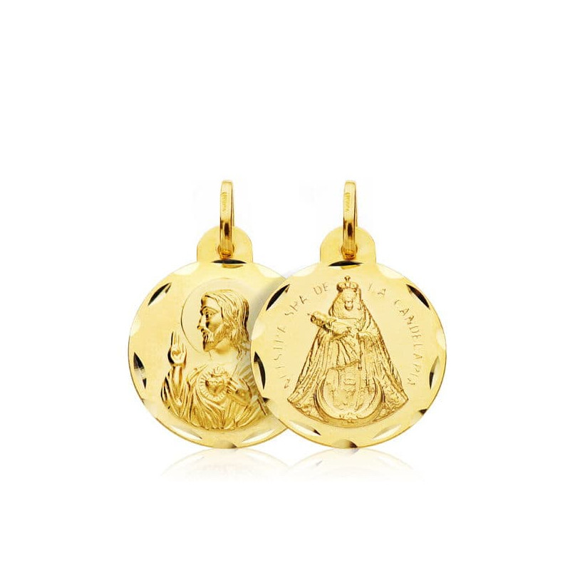 18K ESCAPULARIO ORO AMARILLO CORAZON DE JESUS VIRGEN DE LA CANDELARIA ORO AMARILLO 18 MM