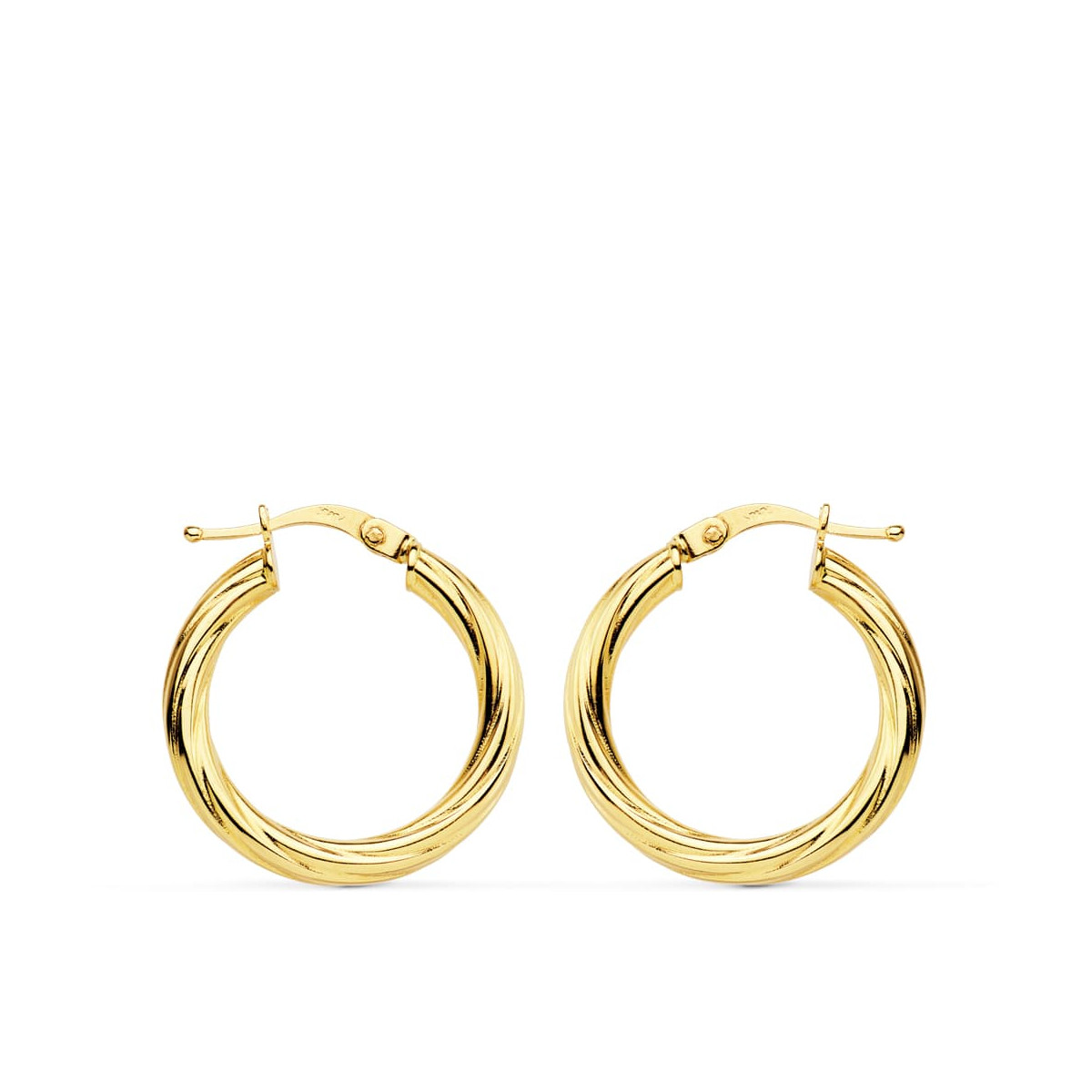 18K AROS ORO AMARILLO HUECOS BRILLO 21 MM