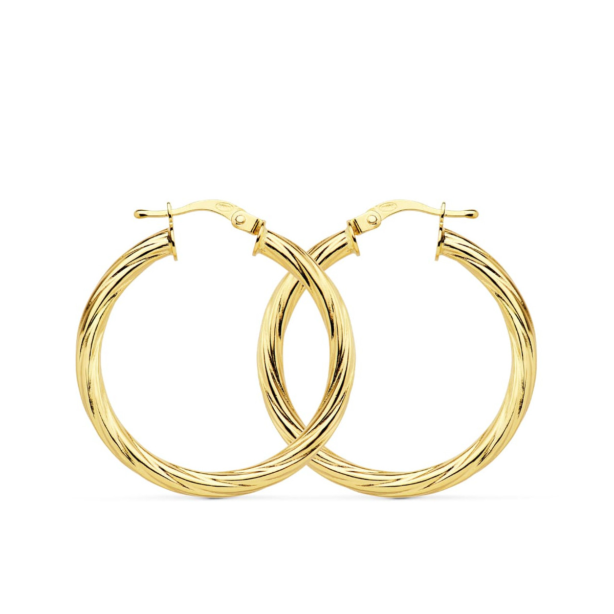 18K AROS ORO AMARILLO HUECOS BRILLO 29X3 MM
