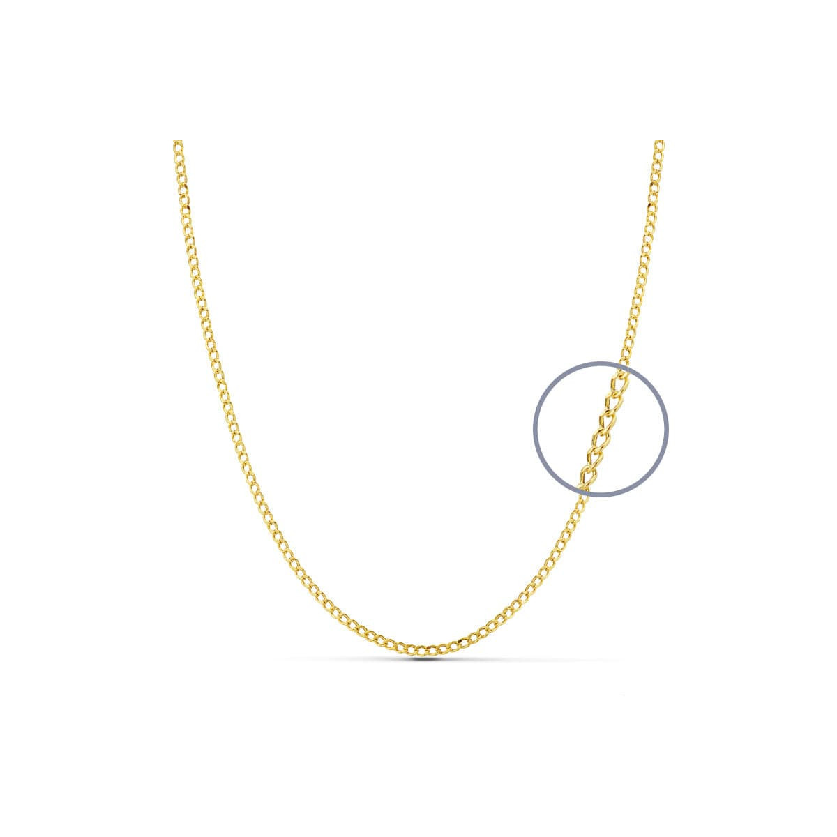 18K CADENA ORO AMARILLO BARBADA HUECA ANCHO 1 MM LONGITUD 40CM