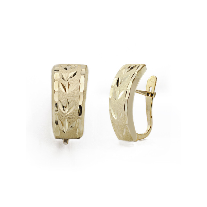 18K PENDIENTES ORO AMARILLO LAPIDADOS 15X6 MM CIERRE CATALÁN