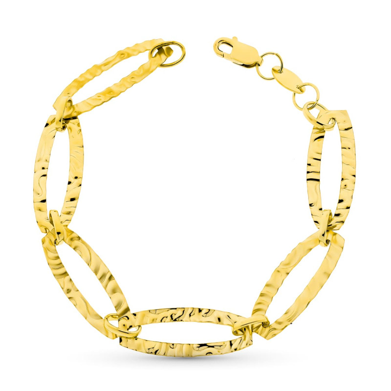 18K PULSERA ORO AMARILLO ESLABONES LABRADOS 20CM