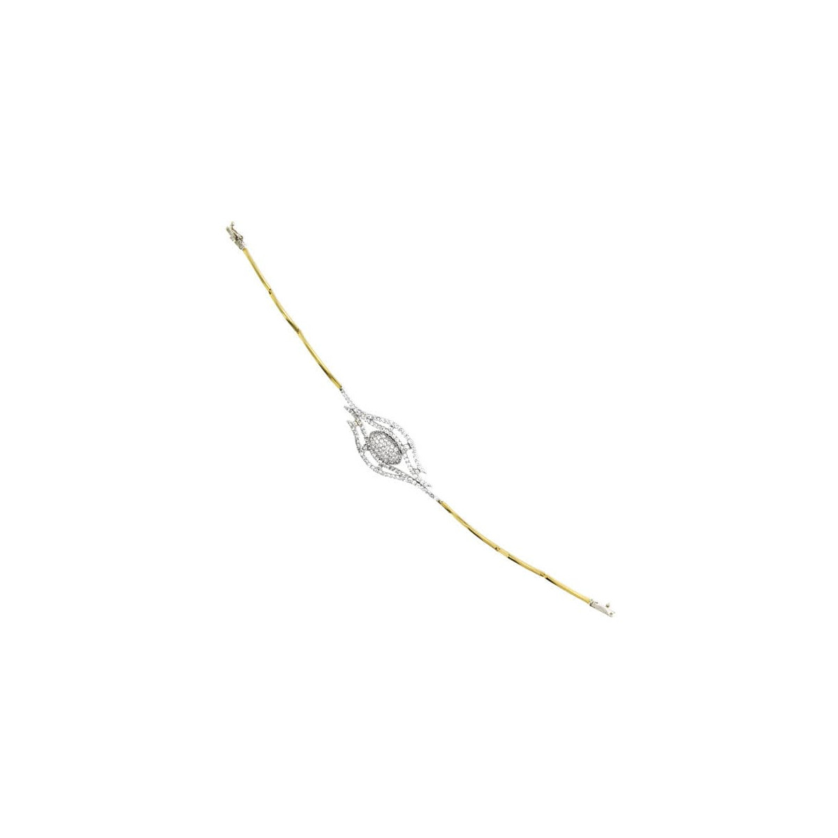 18K PULSERA ORO BICOLOR CON  CIRCONITA 19.5 CM
