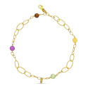 18K PULSERA ORO AMARILLO ESLABONES Y PIEDRAS