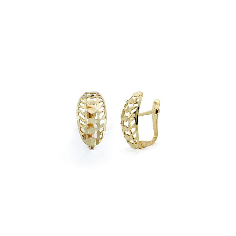 18K PENDIENTES ORO AMARILLO CALADOS 14X7 MM CIERRE CATALÁN