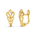 18K PENDIENTES ORO AMARILLO HOJA TALLADA 14X6 MM CIERRE CATALAN