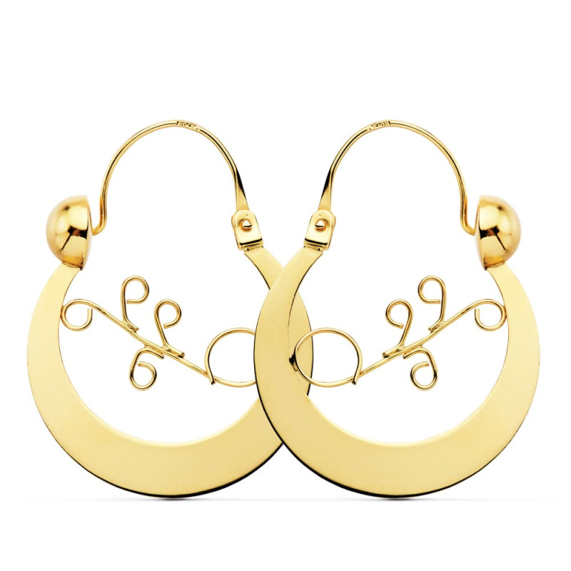 18K AROS CRIOLLAS ORO AMARILLO CANARIAS 30X24 MM