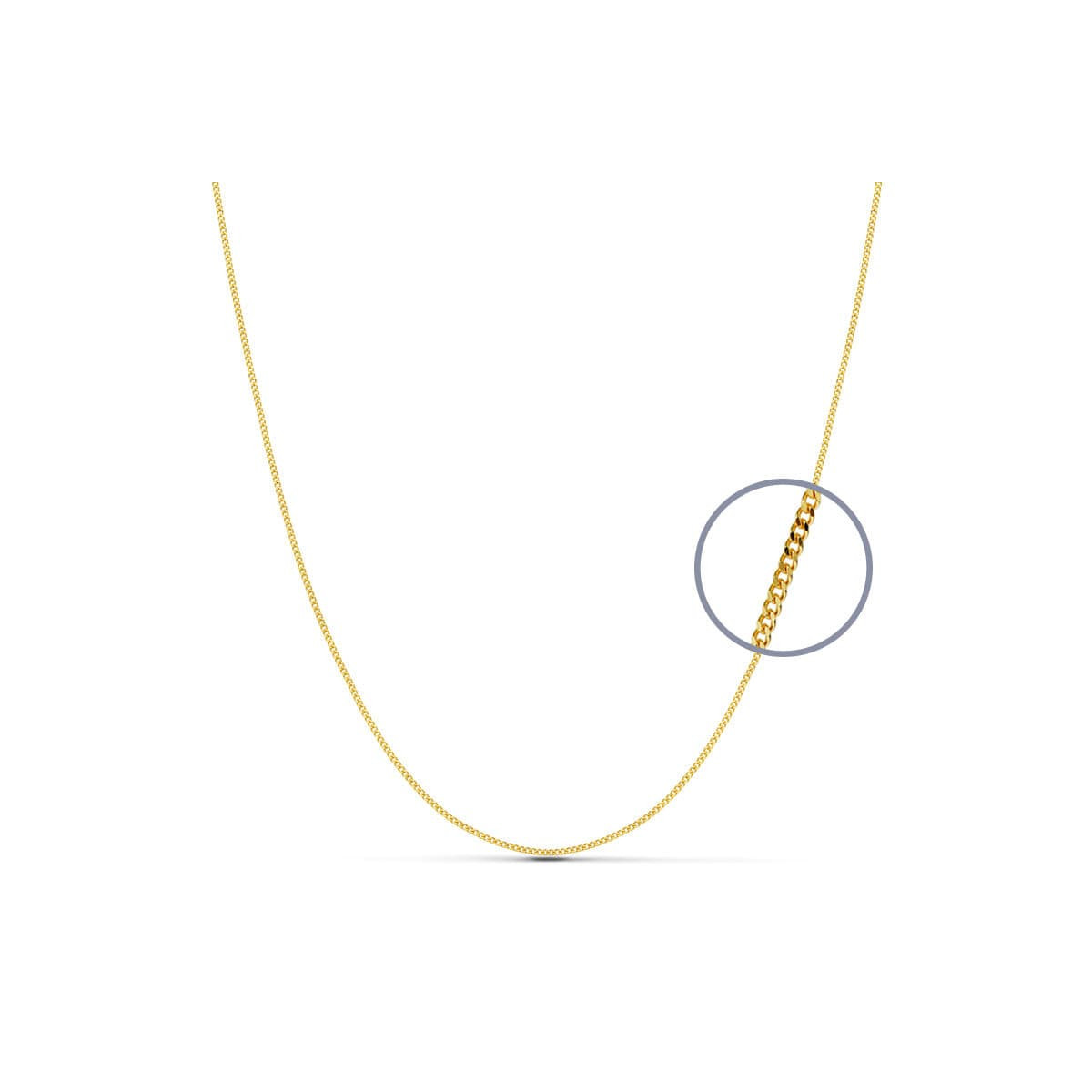 18K CADENA ORO AMARILLO MACIZA BARBADA 50CM 1 MM