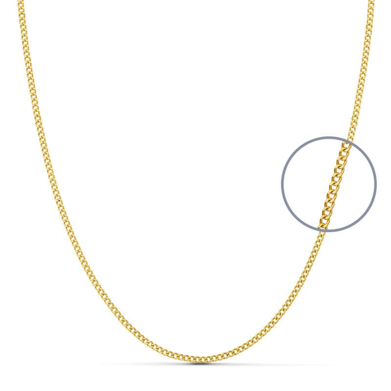 18K CADENA ORO AMARILLO MACIZA BARBADA 60CM ANCHO 1.2 MM