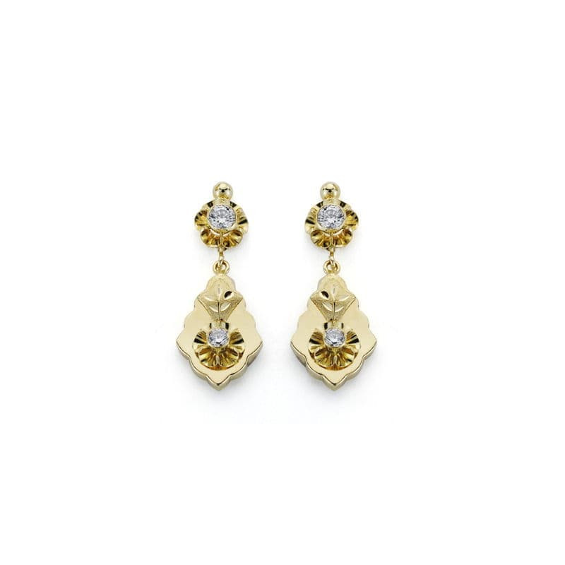 18K PENDIENTES ORO AMARILLO CUBANAS CIRCONITA 31X12 MM CIERRE CATALAN