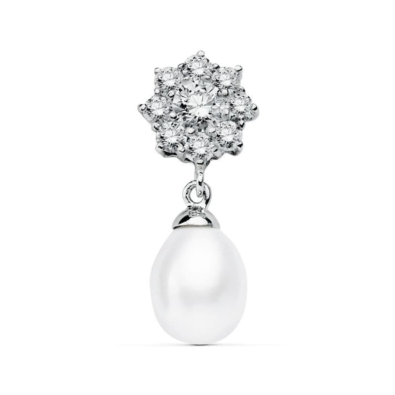 18K COLGANTE ORO BLANCO CUAJO Y PERLA 23X10 MM