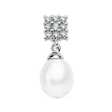 18K COLGANTE ORO BLANCO CUAJO Y PERLA 20X8 MM