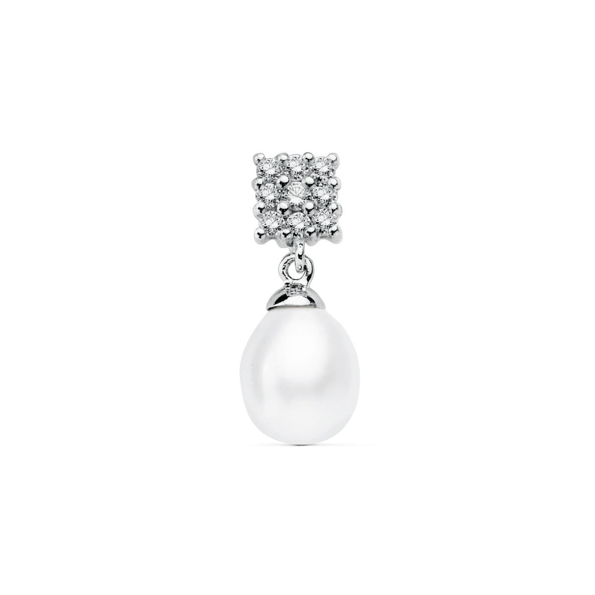 18K COLGANTE ORO BLANCO CUAJO Y PERLA 20X8 MM