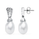 18K PENDIENTES ORO BLANCO PERLA 26X9 MM CIERRE PRESION 18K PENDIENTES ORO BLANCO PERLA 26X9 MM CIERRE PRESION
