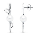18K PENDIENTES ORO BLANCO PERLA 30X9 MM CIERRE PRESION 18K PENDIENTES ORO BLANCO PERLA 30X9 MM CIERRE PRESION