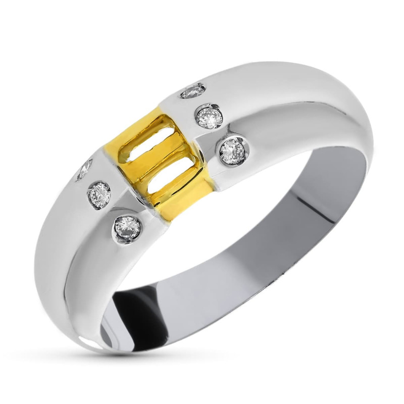 18K SORTIJA ORO BICOLOR DIAMANTE NATURAL  0.15  QTS.