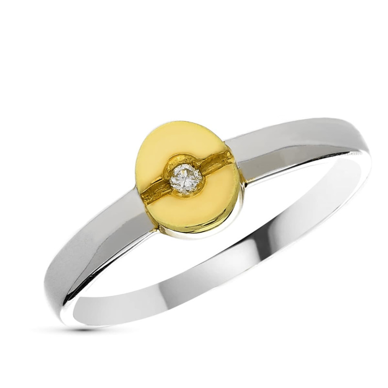 18K SORTIJA ORO BICOLOR DIAMANTE NATURAL TALLA BRILLANTE 0,02 QTS. ANCHO: 6 MM