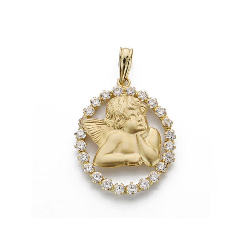 18K MEDALLA SILUETA ORO AMARILLO ANGEL OVAL. 24X18 MM