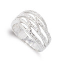 18K SORTIJA ORO BLANCO BANDAS CON CIRCONITA  ANCHO: 11,5 MM
