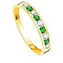 18K SORTIJA ORO AMARILLO 9 CIRCONITA BLANCAS Y VERDES. ANCHO CUERPO 3.5 MM 18K SORTIJA ORO AMARILLO 9 CIRCONITA BLANCAS Y VERDES. ANCHO CUERPO 3.5 MM