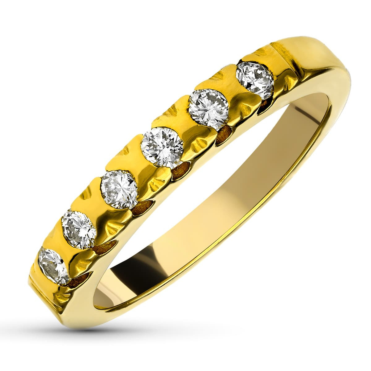 18K SORTIJA ORO AMARILLO DIAMANTES NATURALES TALLA BRILLANTE 0.35  QTS. ANCHO: 3 MM