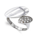18K SORTIJA ORO BLANCO CON DETALLES OVALES AJUSTABLE ABIERTA. ANCHO: 14,5 MM 18K SORTIJA ORO BLANCO CON DETALLES OVALES AJUSTABLE ABIERTA. ANCHO: 14,5 MM