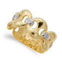 18K SORTIJA ORO BICOLOR MACIZA CON NUDOS Y CIRCONITA ANCHO 10 MM 18K SORTIJA ORO BICOLOR MACIZA CON NUDOS Y CIRCONITA ANCHO 10 MM