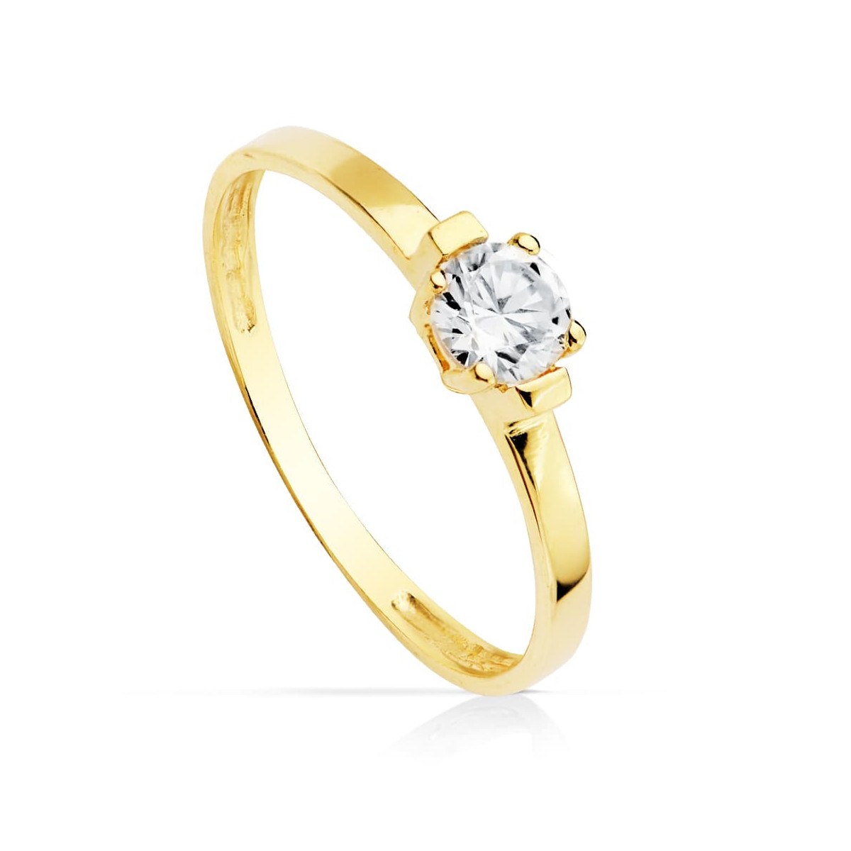 18K SOLITARIO ORO AMARILLO PIEDRA 4X4 MM