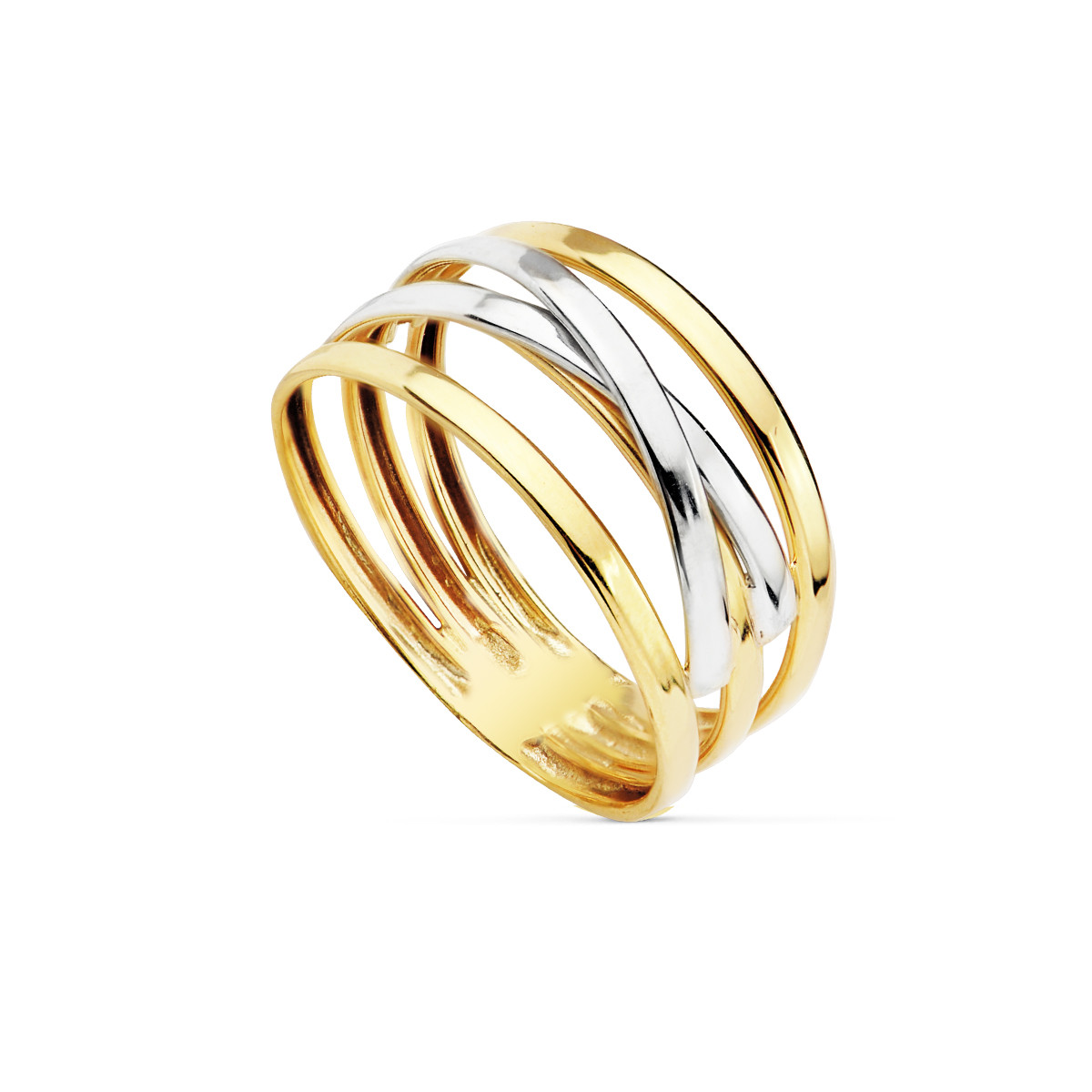18K SORTIJA ORO BICOLOR 18K BANDAS ANCHO 10 MM