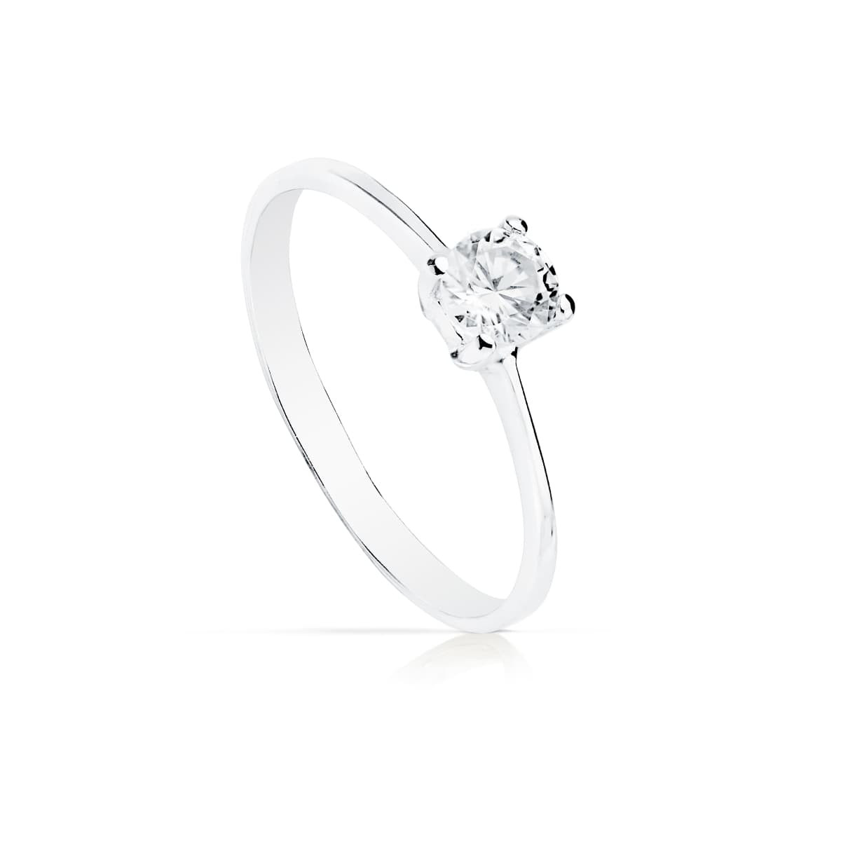 18K SOLITARIO ORO BLANCO CIRCONITA 4.5 MM