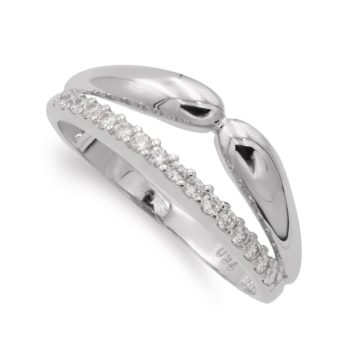 18K SORTIJA ORO BLANCO CON CIRCONITAS. ANCHO: 7,5 MM