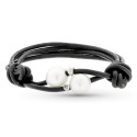 18K PULSERA CUERO PERLA Y DIAMANTE TALLA BRILLANTE