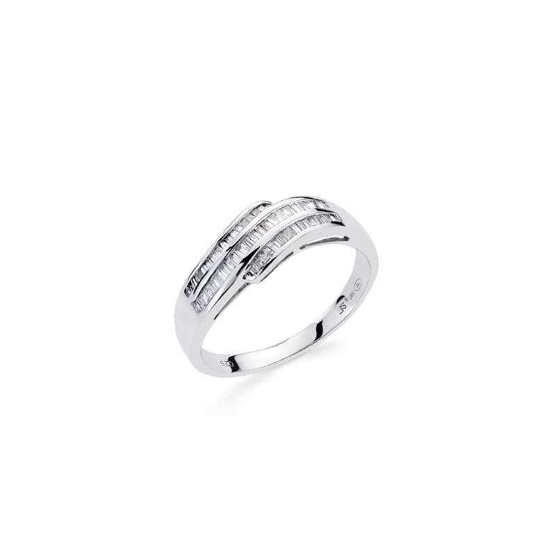 18K SORTIJA ORO BLANCO DIAMANTES NATURALES TALLA BAGUETE 0.250QTS. ANCHO: 7,5MM