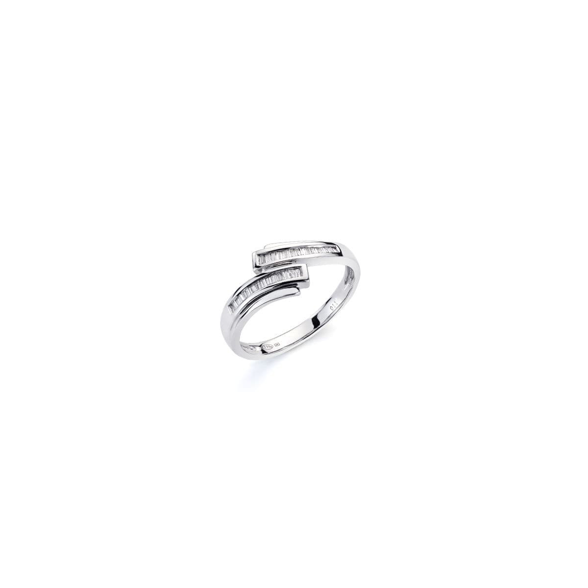 18K SORTIJA ORO BLANCO 30 DIAMANTES NATURALES TALLA BAGUETTE 0.116  QTS. ANCHO: 7MM