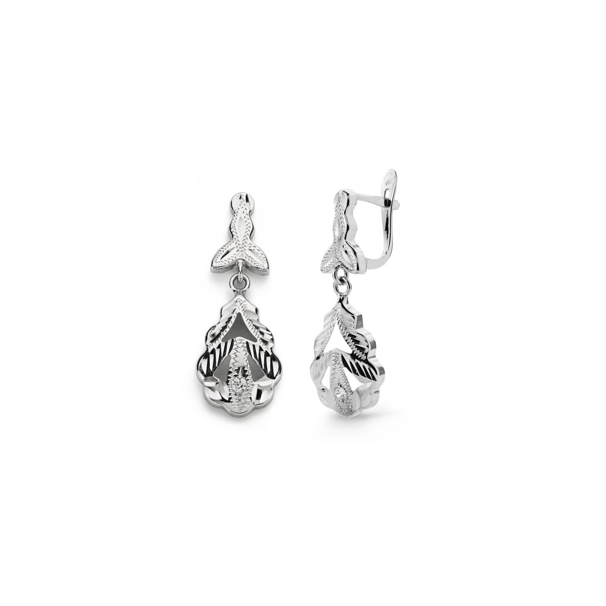 18K PENDIENTES ORO BLANCO CUBANAS 26X10 MM CIERRE CATALAN