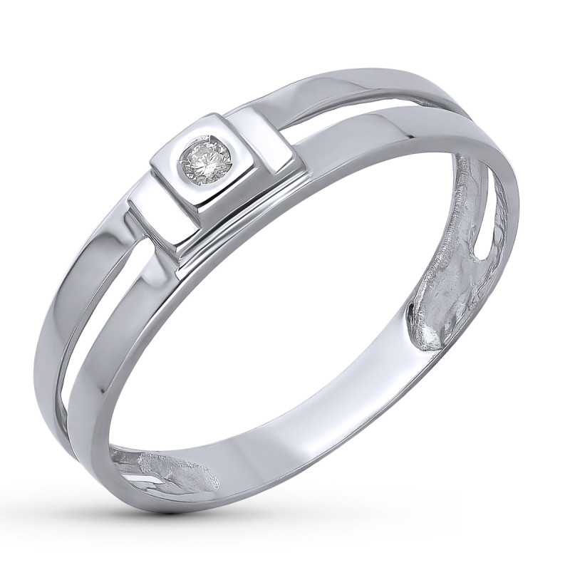 18K SOLITARIO ORO BLANCO DIAMANTE NATURAL TALLA BRILLANTE 0.040 QTS. ANCHO: 4,5MM