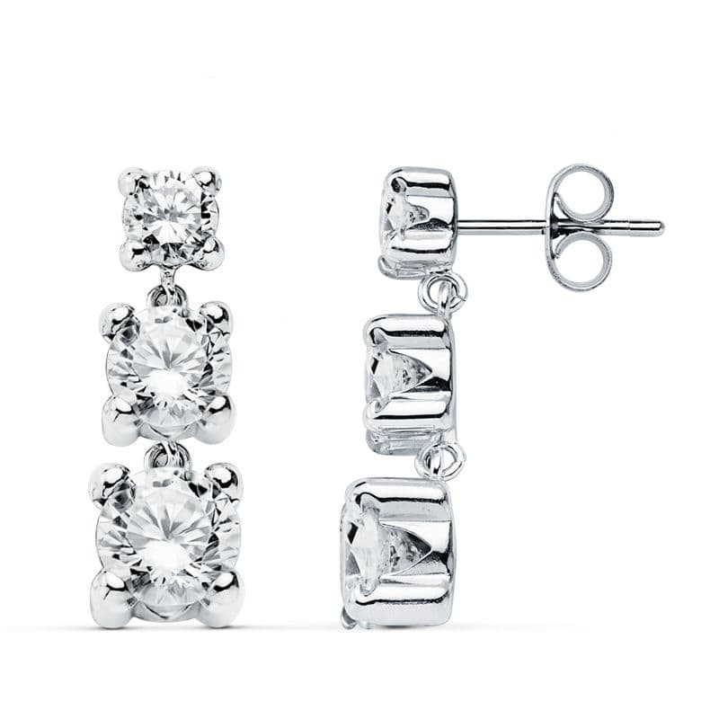 18K PENDIENTES ORO BLANCO CIRCONITA 22X7 MM CIERRE PRESION