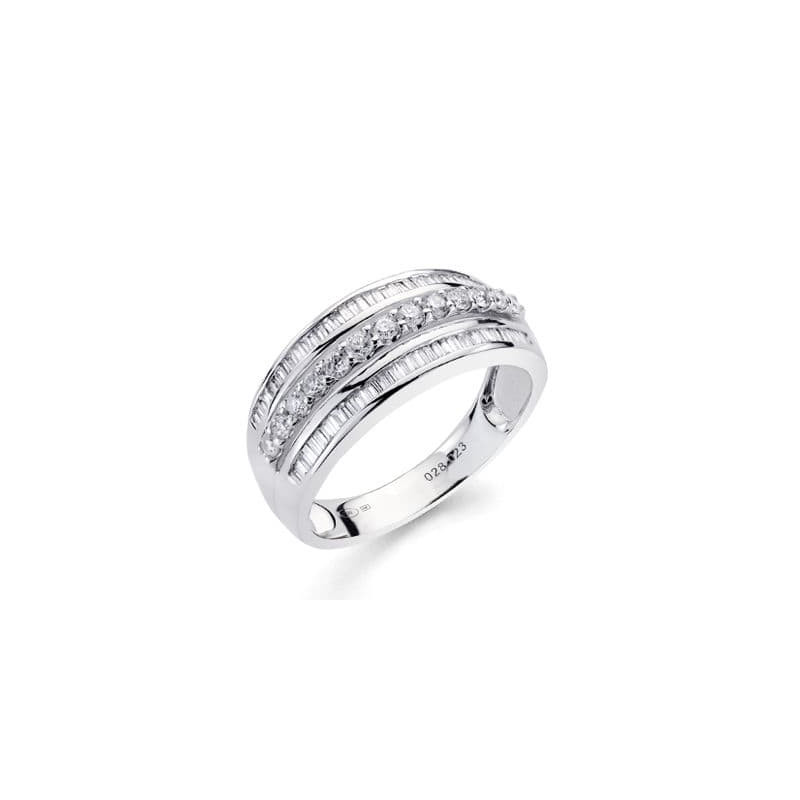 18K SORTIJA ORO BLANCO DIAMANTES NATURALES TALLA BRILLANTE 0.273/0.38  QTS. ANCHO: 8MM
