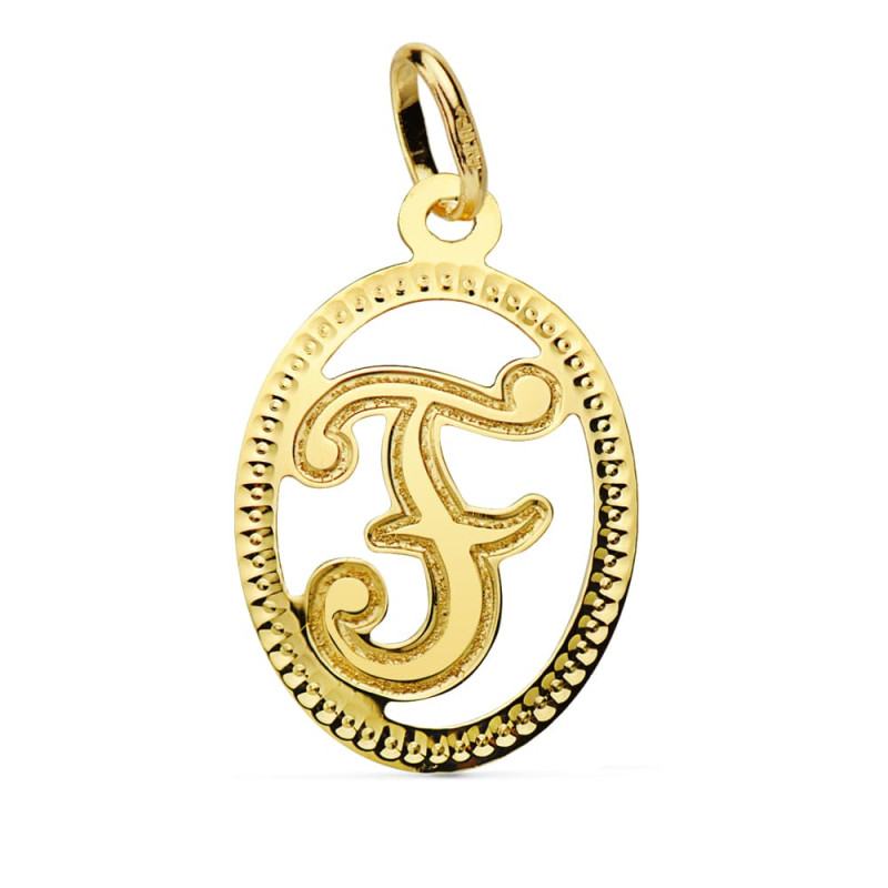 18K COLGANTE ORO AMARILLO INICIAL LETRA F 21X14 MM