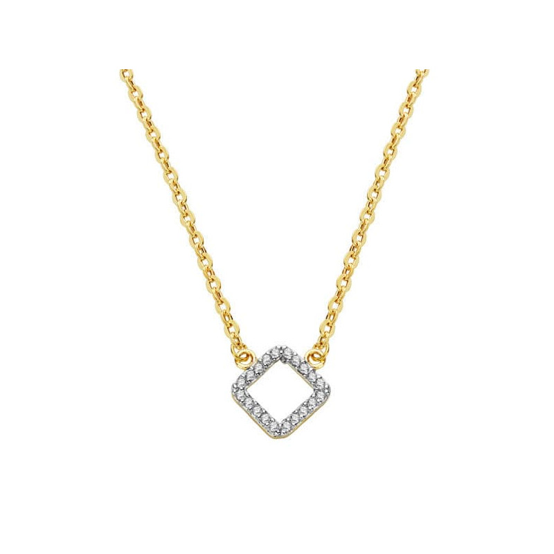 18K COLGANTE ORO BICOLOR ROMBO CON CADENA 45CM