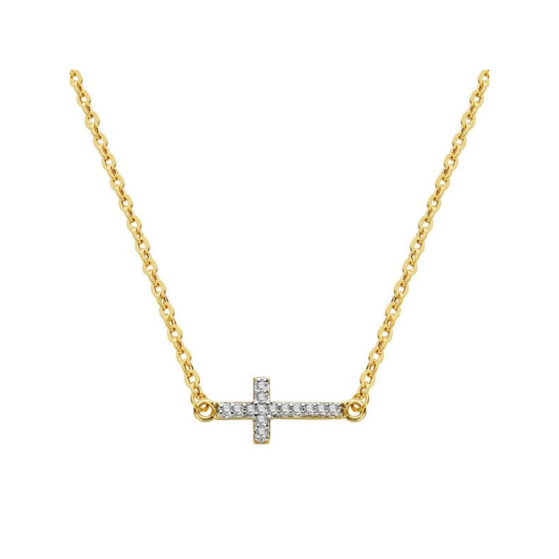 18K COLGANTE ORO BICOLOR CRUZ CON CADENA 45CM