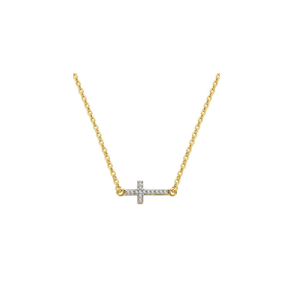 18K COLGANTE ORO BICOLOR CRUZ CON CADENA 45CM