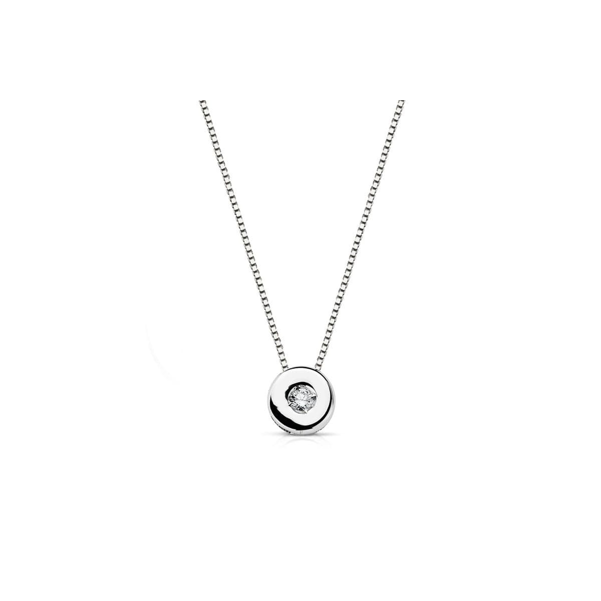 18K GARGANTILLA ORO BLANCO CHATON 5MM DIAMANTE LABORATORIO 0,02 QTS. H-I CADENA 42CM