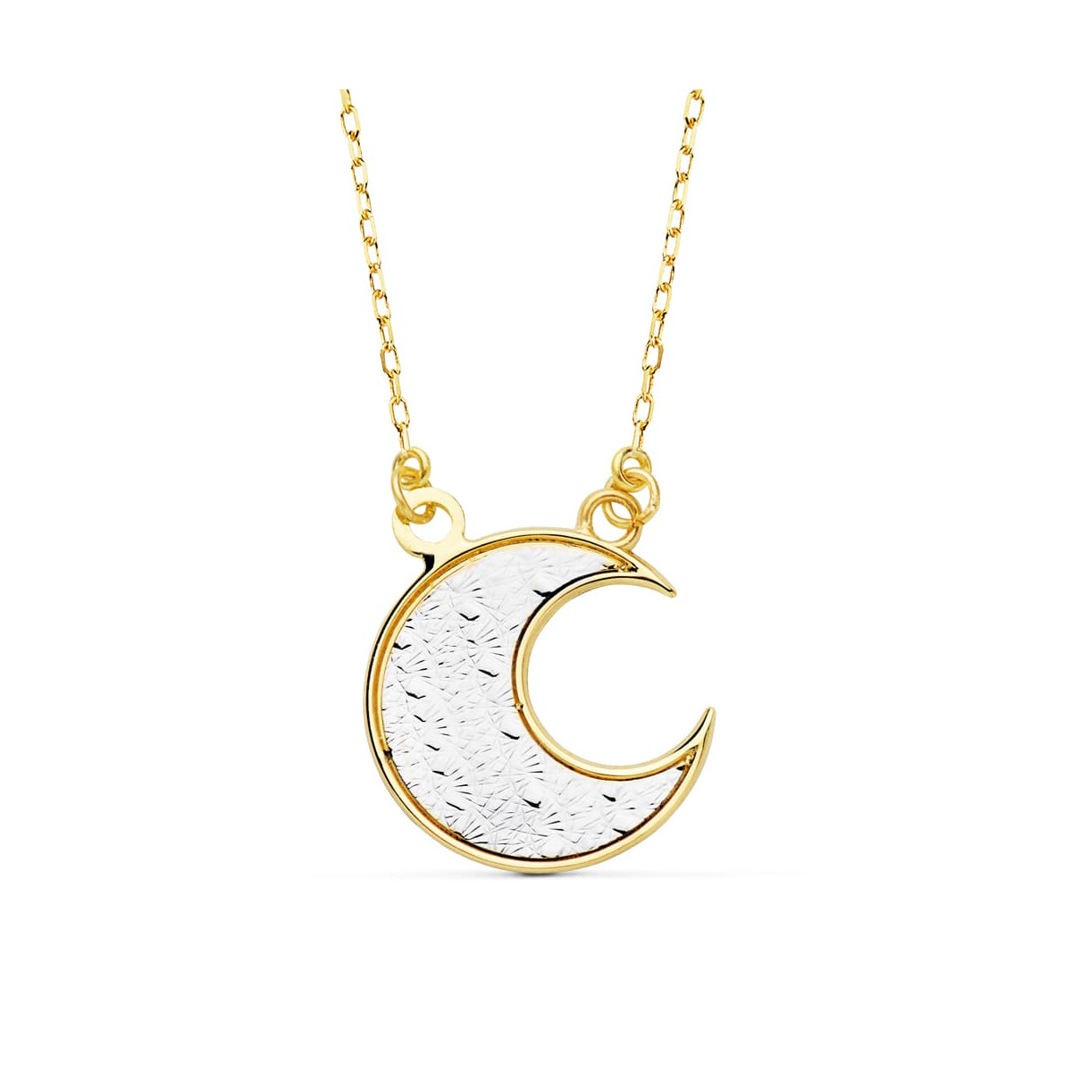 18K GARGANTILLA BICOLOR LUNA 14X14 MM