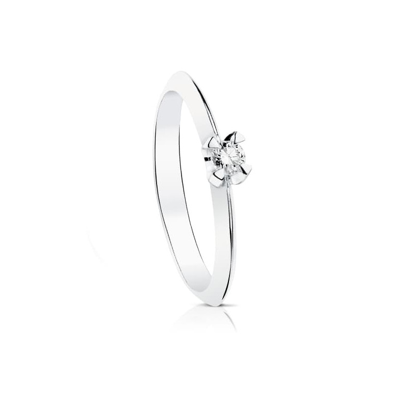 18K SOLITARIO DIAMANTE NATURAL TALLA BRILLANTE ORO BLANCO 0,100 QTS. SI-H