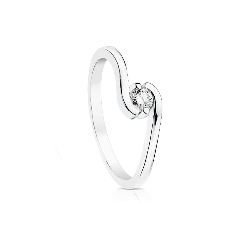 18K SOLITARIO DIAMANTE NATURAL TALLA BRILLANTE ORO BLANCO 0.150 QTS. SI-H