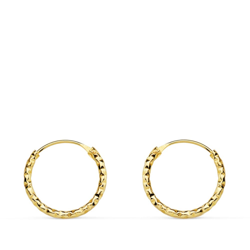 18K AROS ORO AMARILLO RETORCIDO TALLADO 13X1.30 MM