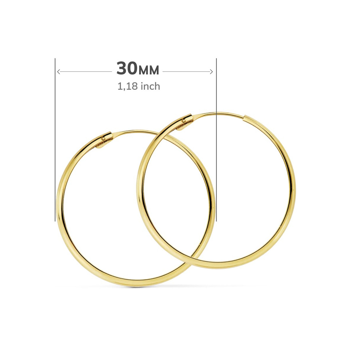18K AROS ORO AMARILLO MEDIA CAÑA LISOS LIGEROS 30X3 MM