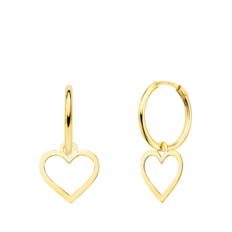 18K AROS ORO AMARILLO TUBO CON CORAZON 9X9 MM ARO 12X1.5 MM C. AMOR