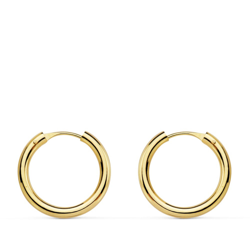 18K AROS ORO AMARILLO REDONDOS LISOS LIGEROS 16X2 MM